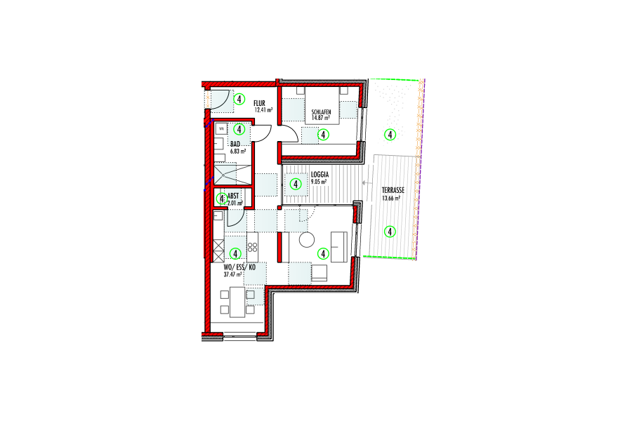 Grundriss Wohnung 4