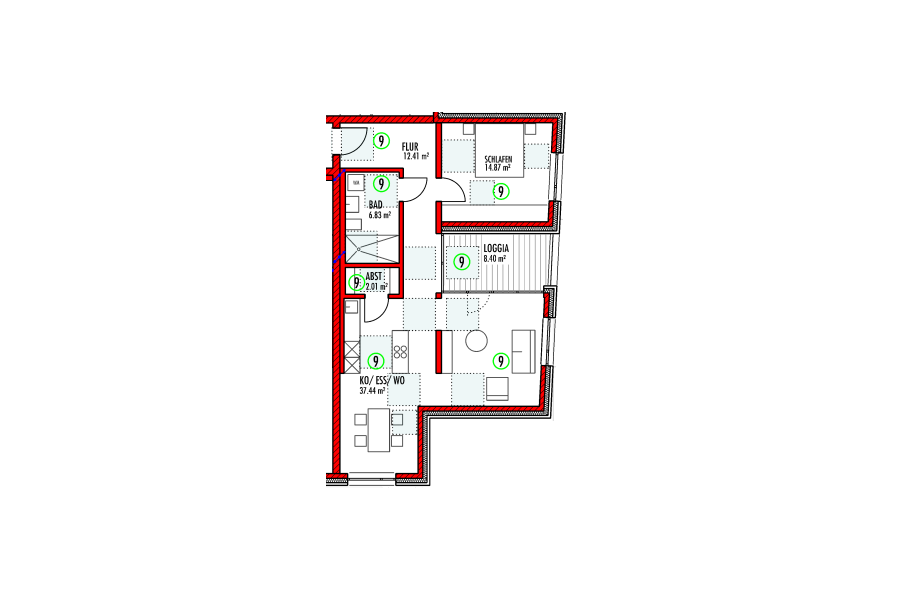 Grundriss Wohnung 9